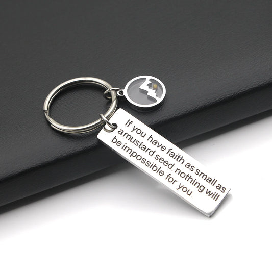 Mustard Seed Stainless Steel Keyrings for Women and Men