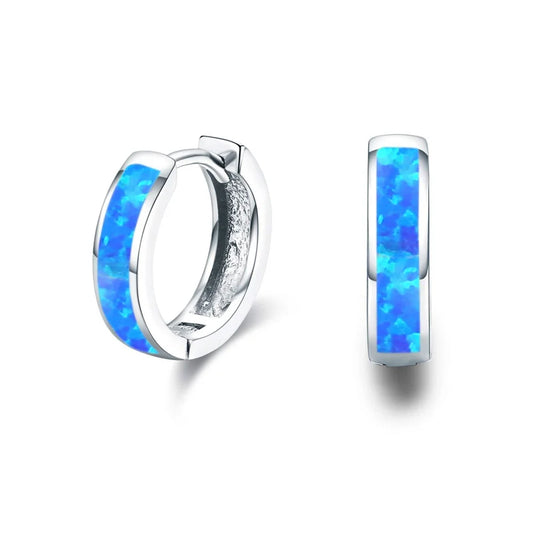 Small Hoop Earrings w/Radiant Fire Opal Stones
