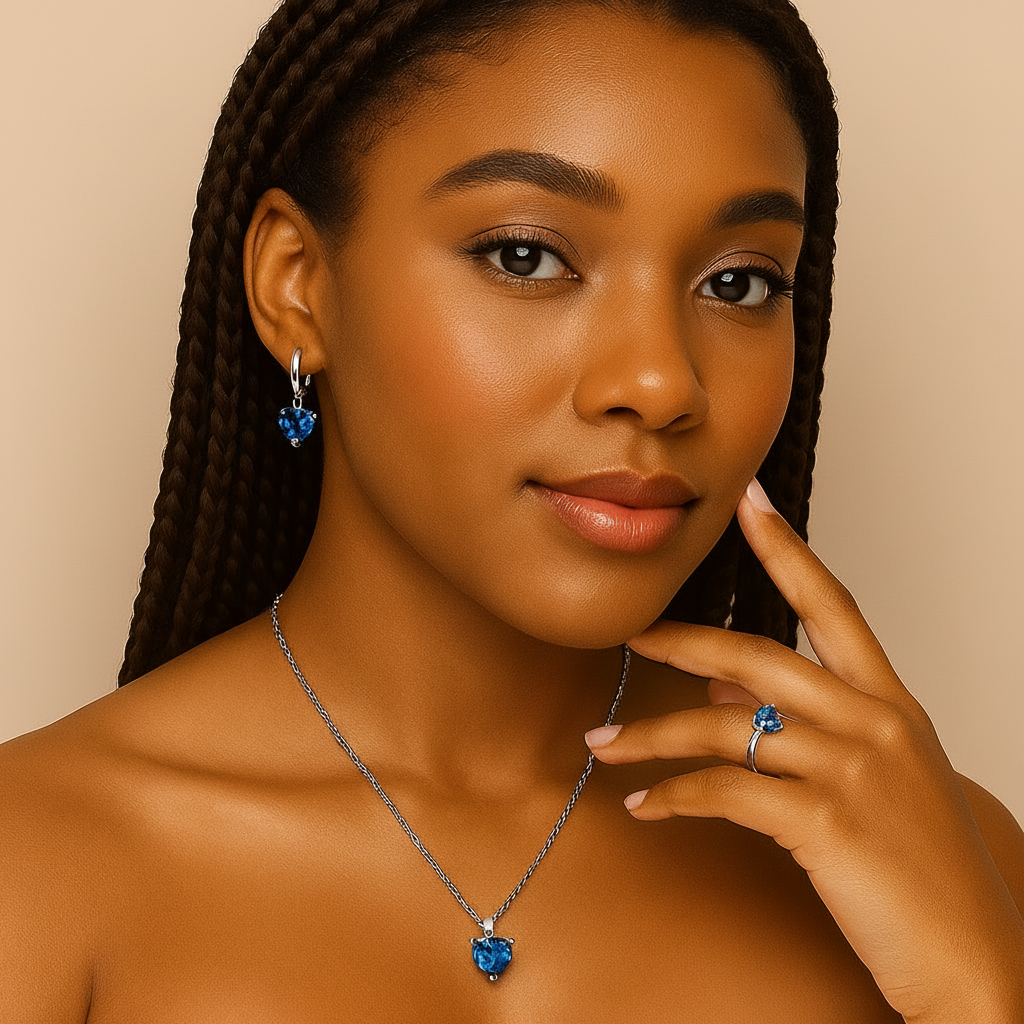 925 Silver Heart Zircon Jewelry Set