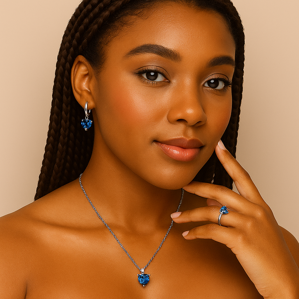 925 Silver Heart Zircon Jewelry Set