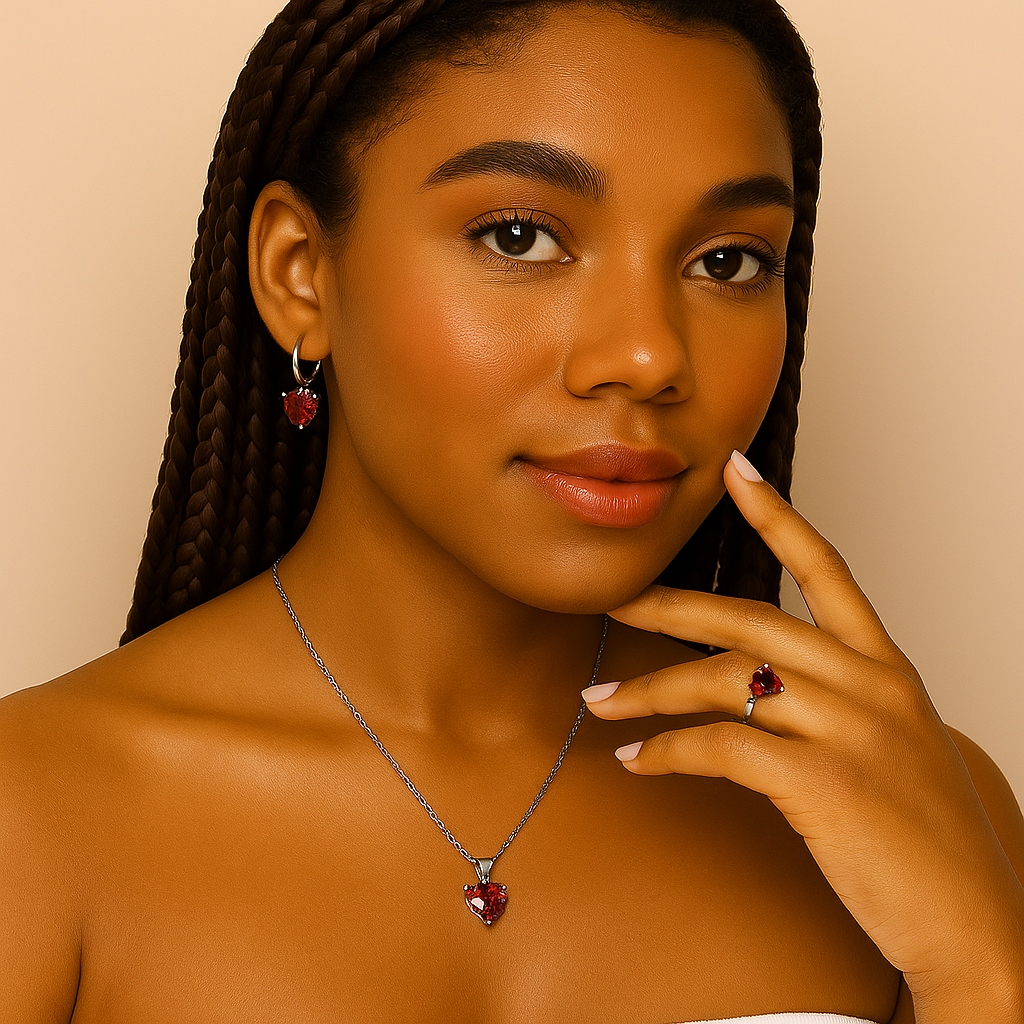 925 Silver Heart Zircon Jewelry Set