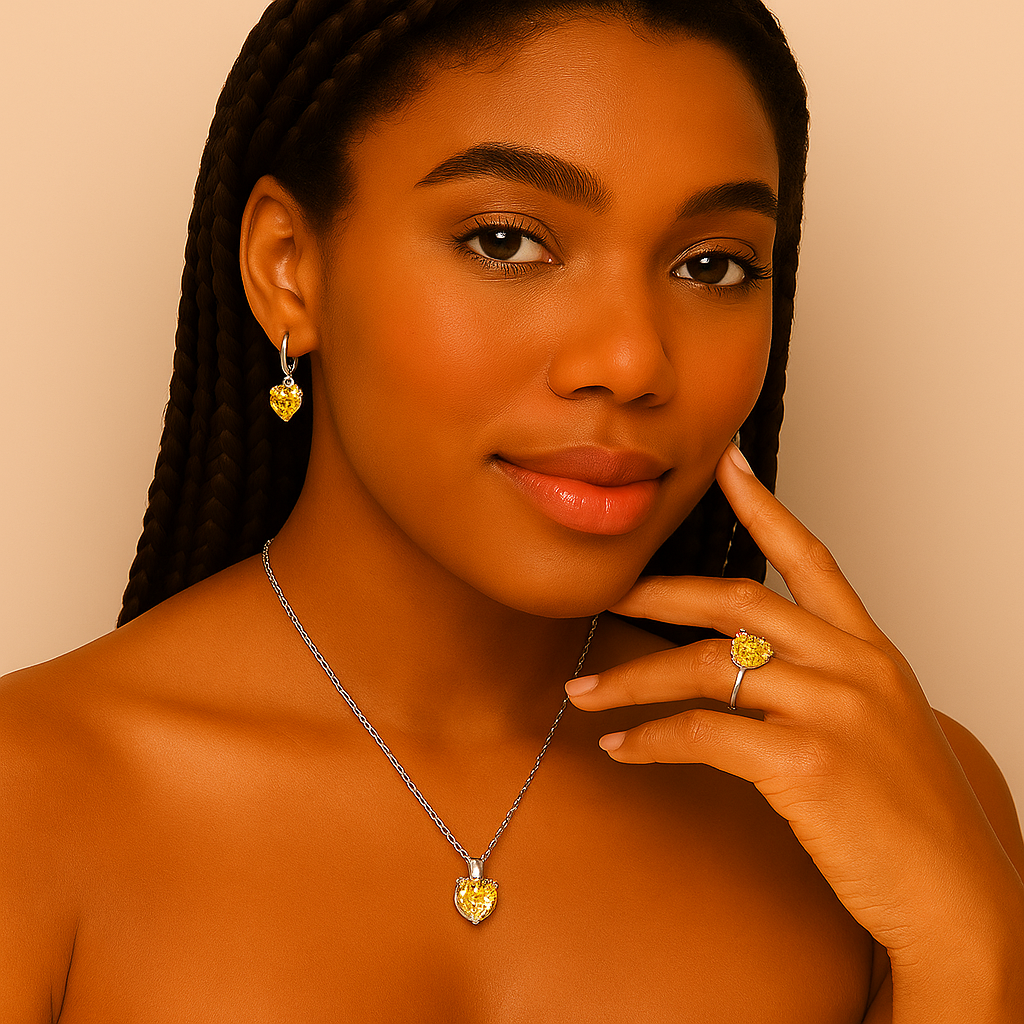 925 Silver Heart Zircon Jewelry Set