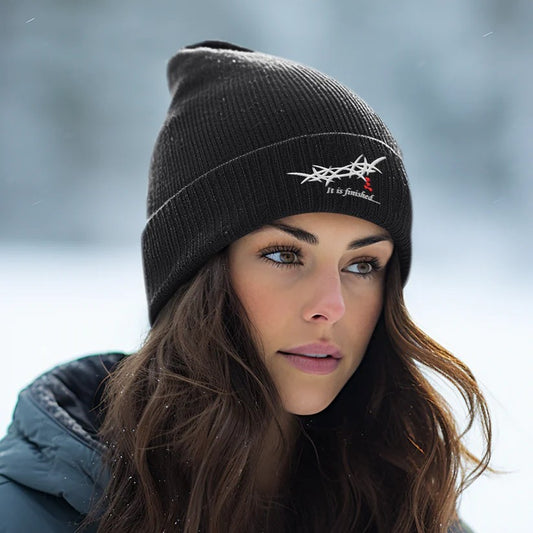 "It is Finished" King's Crown - Embroidered Cuffed Beanie