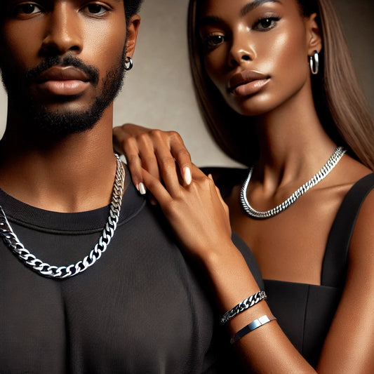 925 Sterling Silver Chain Necklace and Bracelet Set (Women/Men)