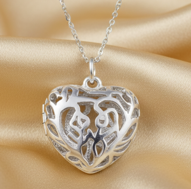925 Silver Plated Heart Pendant Necklace