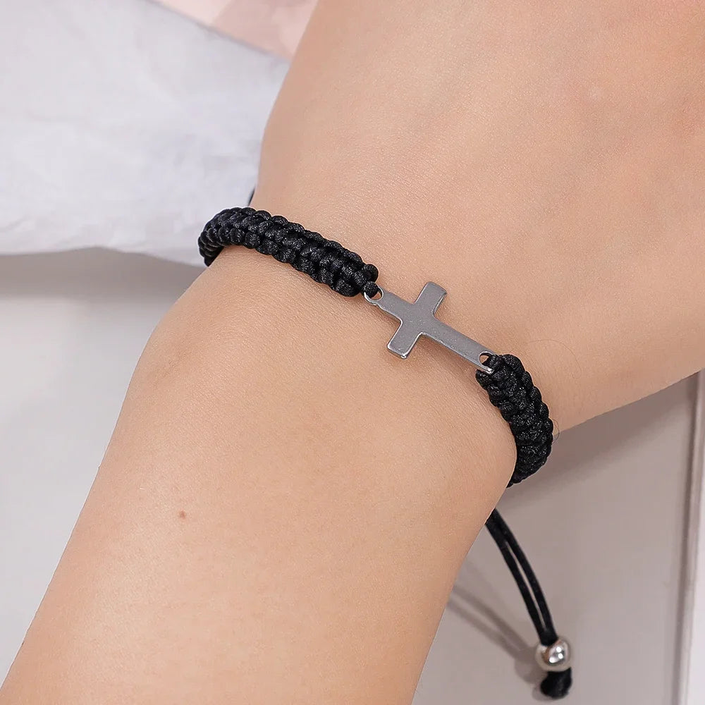 Silver Cross Rope Chain Bracelets