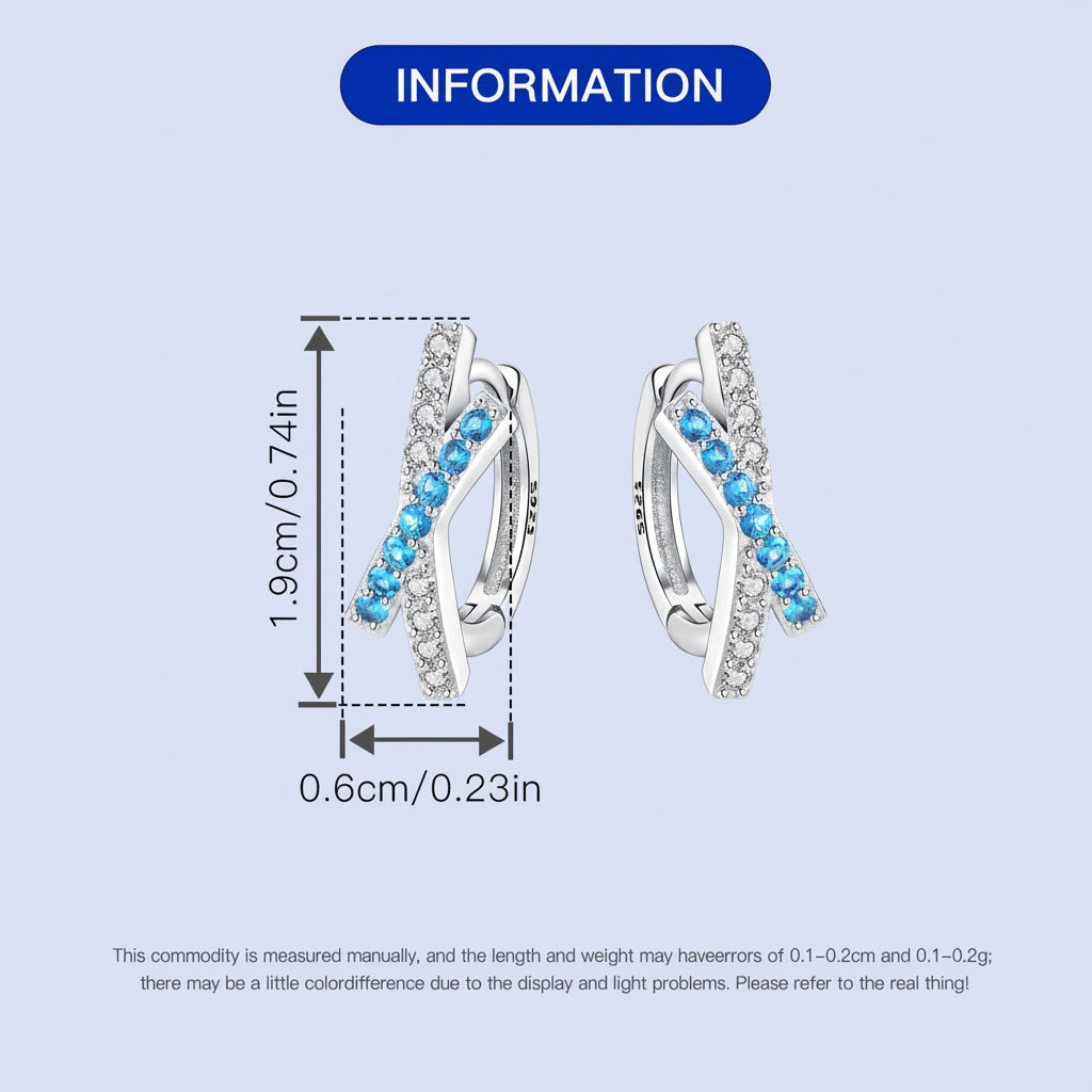 925 Sterling Silver Blue Zircon Hoop Earrings