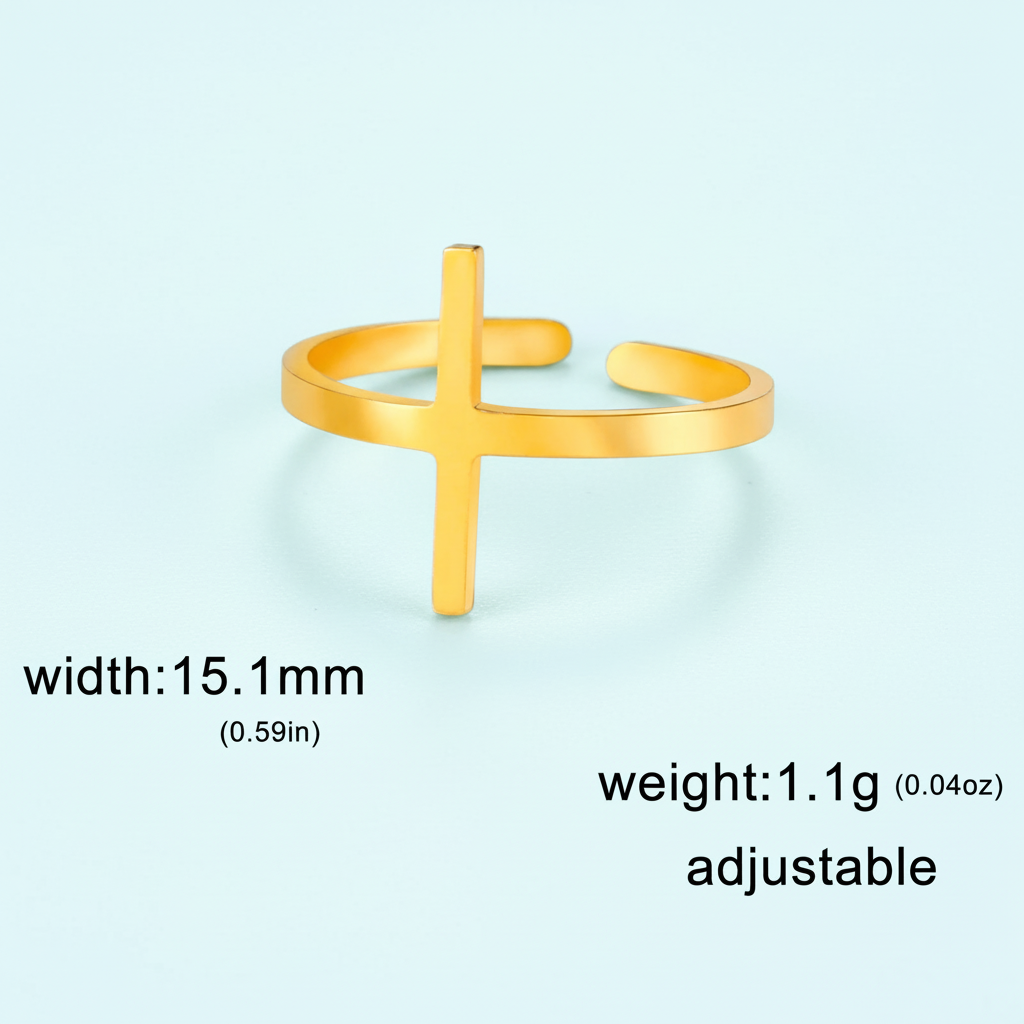 Women's Stainless Steel Adjustable Cross Ring