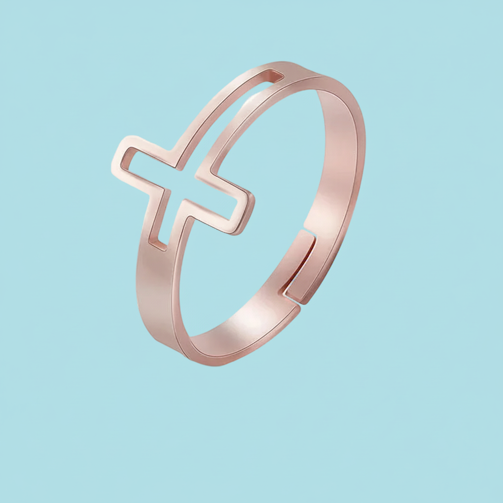 Women's Stainless Steel Adjustable Cross Ring