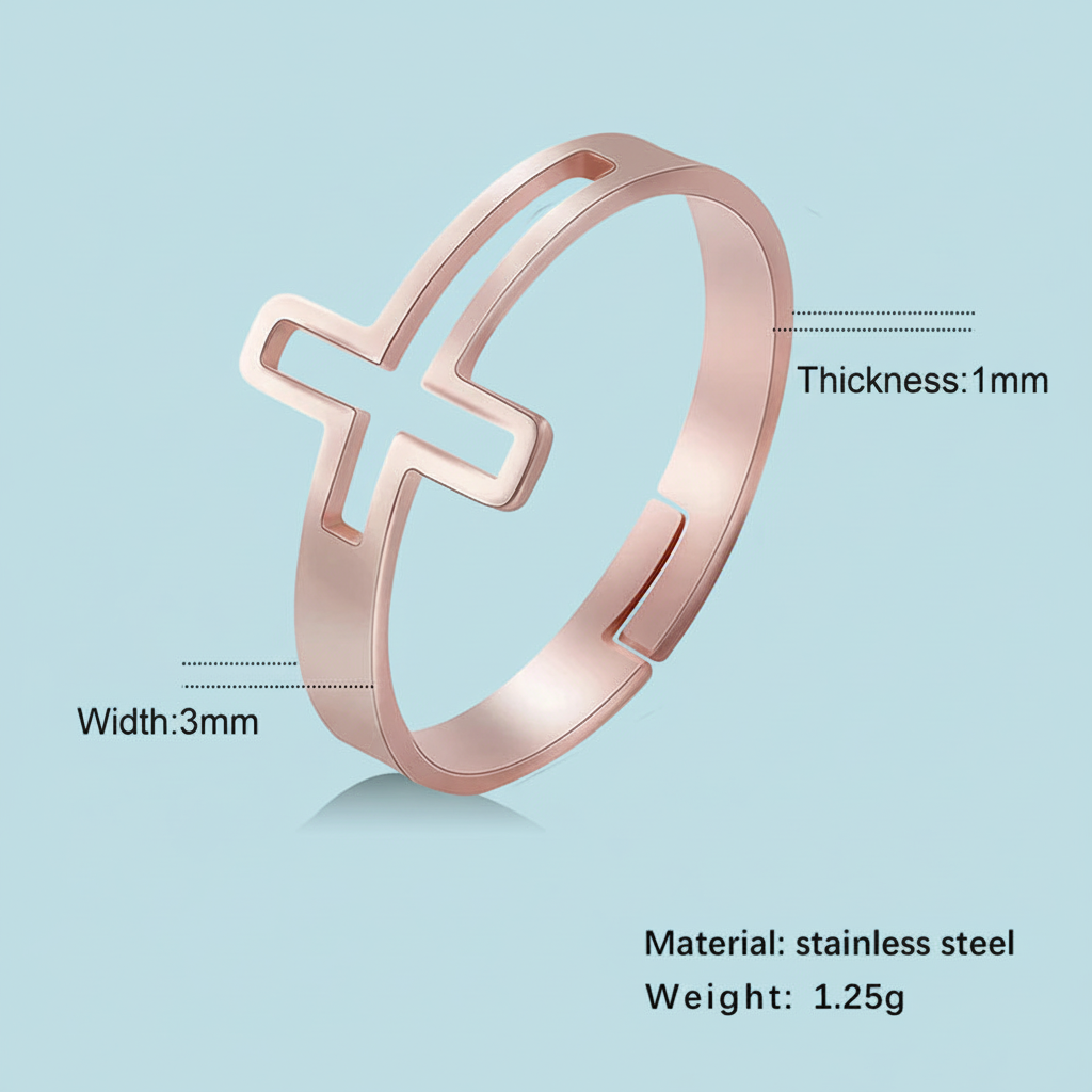Women's Stainless Steel Adjustable Cross Ring