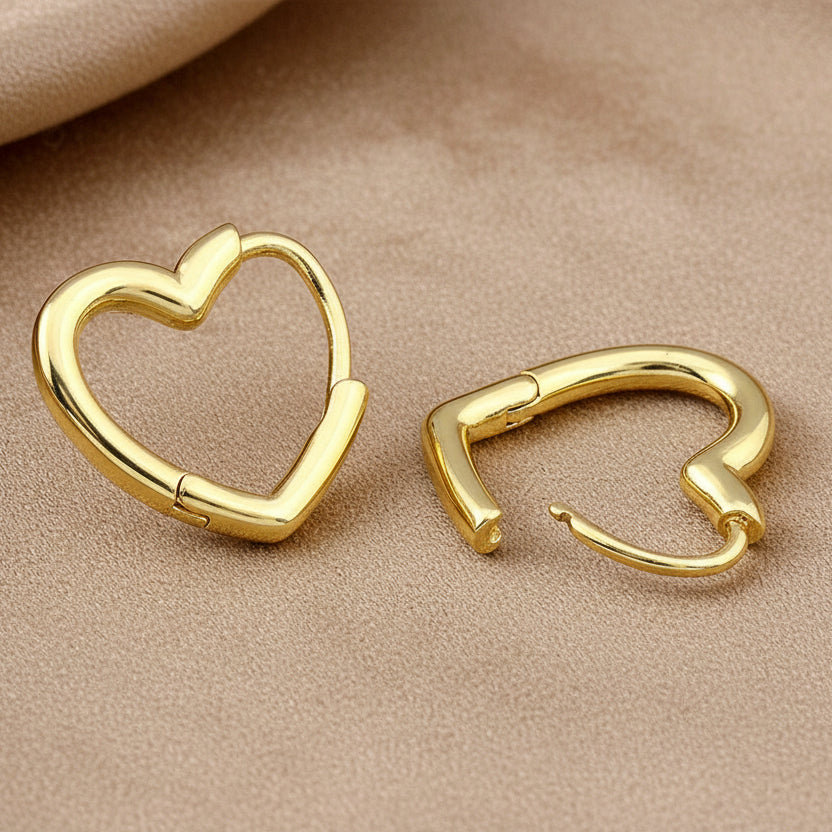 Heart Shaped Gold-Plated Zircon Earrings
