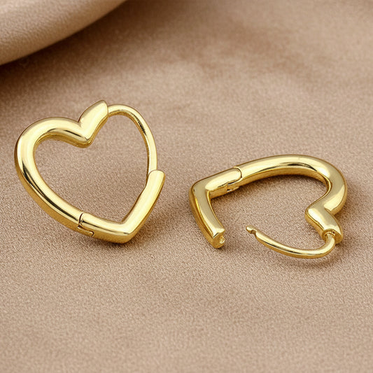 Heart Shaped Gold-Plated Zircon Earrings