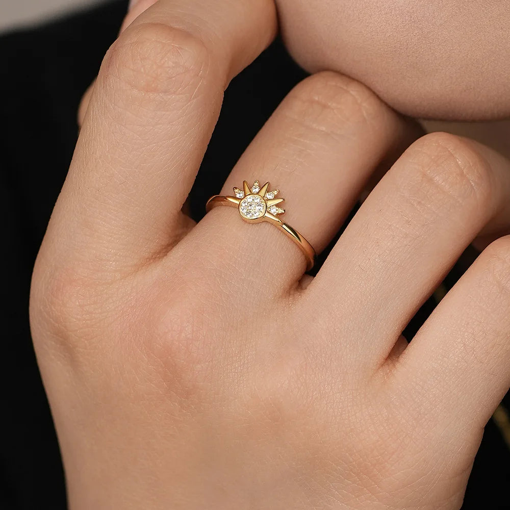 925 Silver Celestial Sun and Moon Ring Set