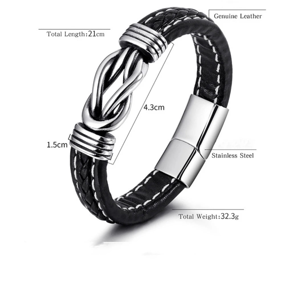 Stainless Steel Handwoven Leather Bangles