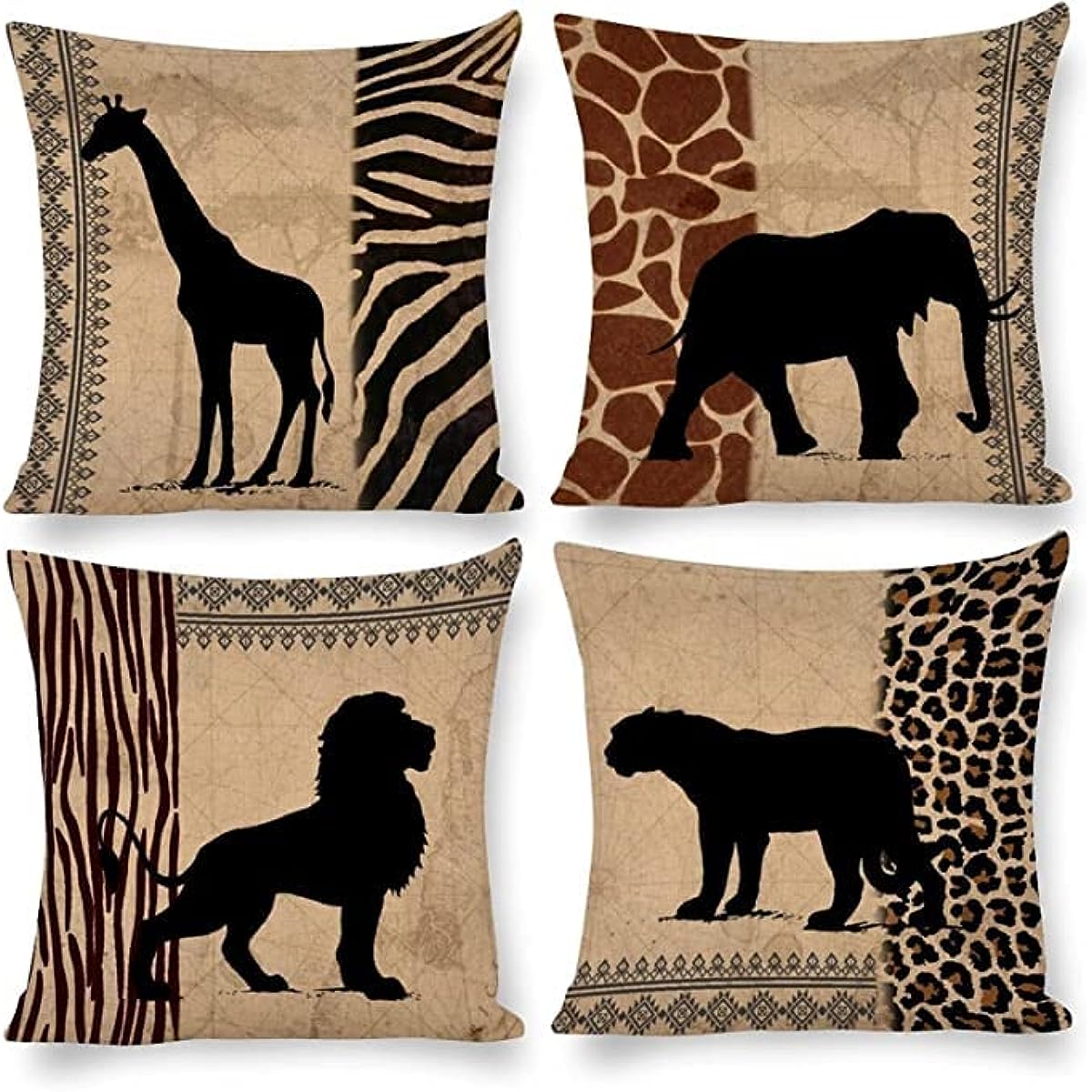 African Animal Outdoor Decorative Pillowcase Set for Living Room Sofa