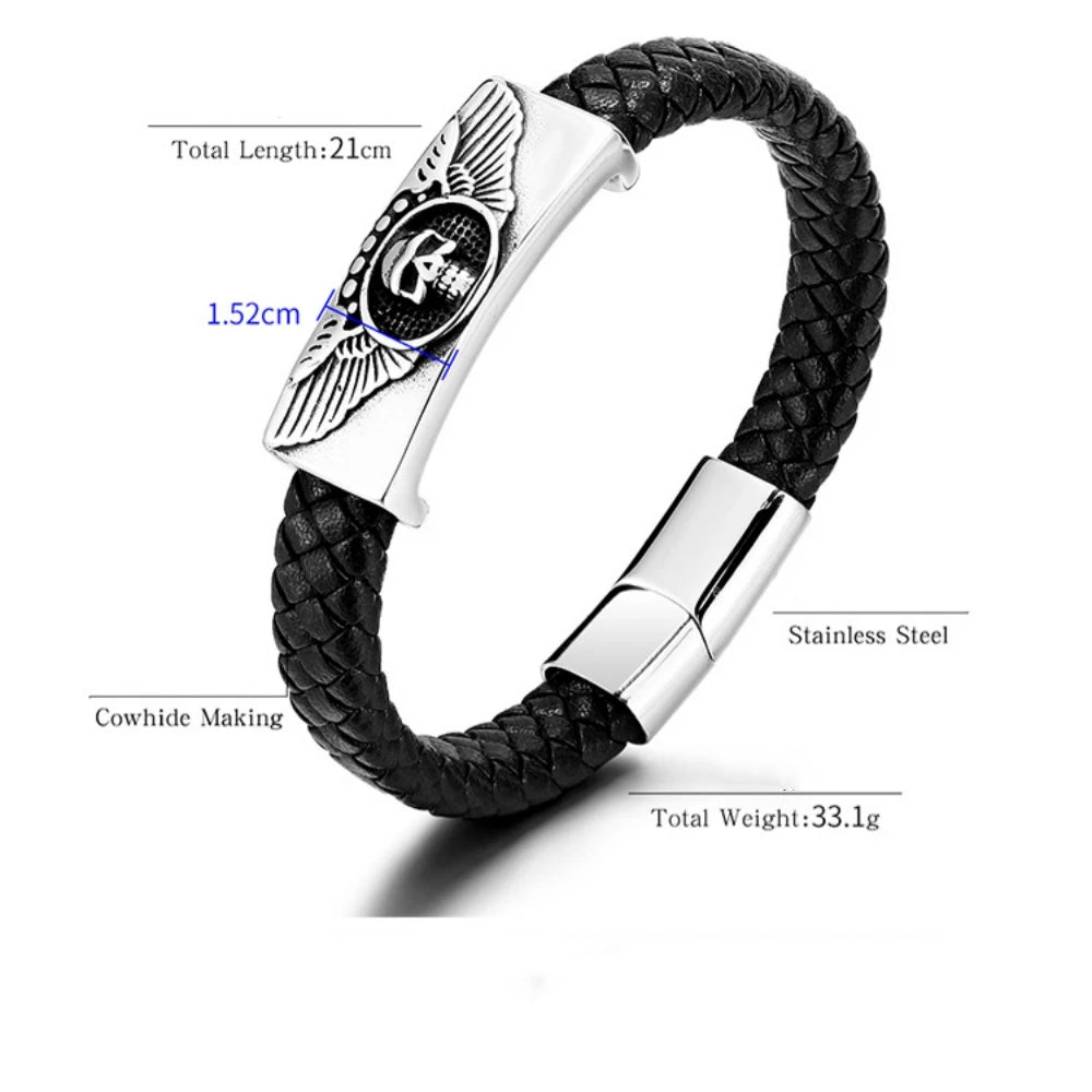Stainless Steel Handwoven Leather Bangles