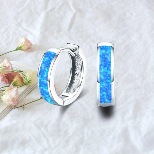 Small Hoop Earrings w/Radiant Fire Opal Stones