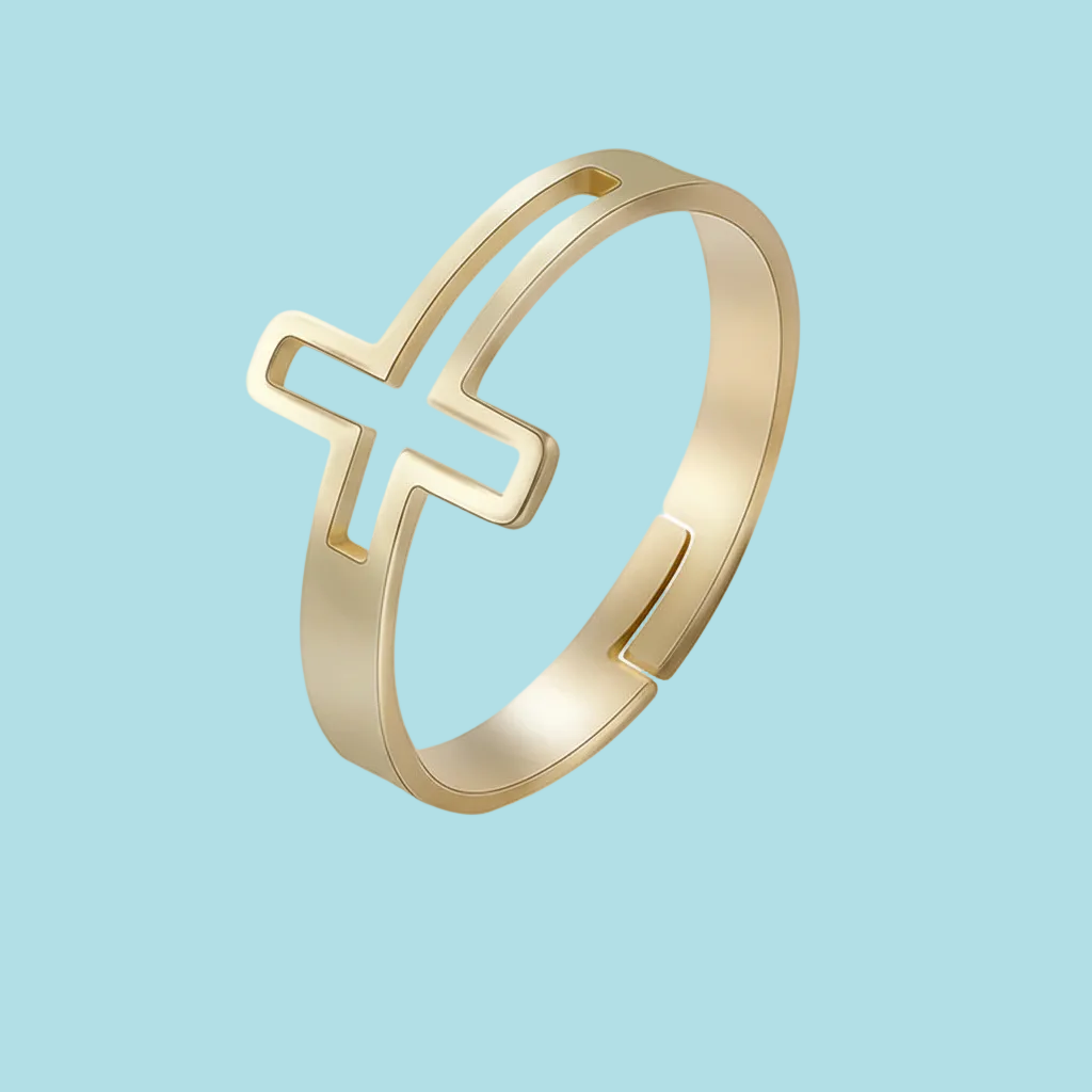 Women's Stainless Steel Adjustable Cross Ring