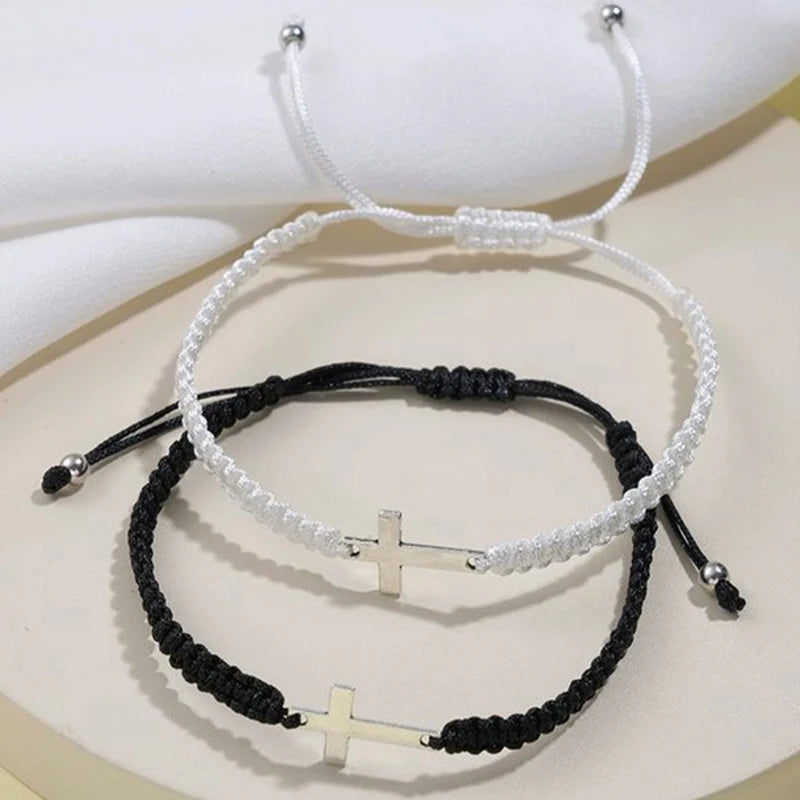 Silver Cross Rope Chain Bracelets