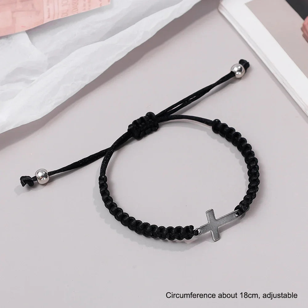 Silver Cross Rope Chain Bracelets