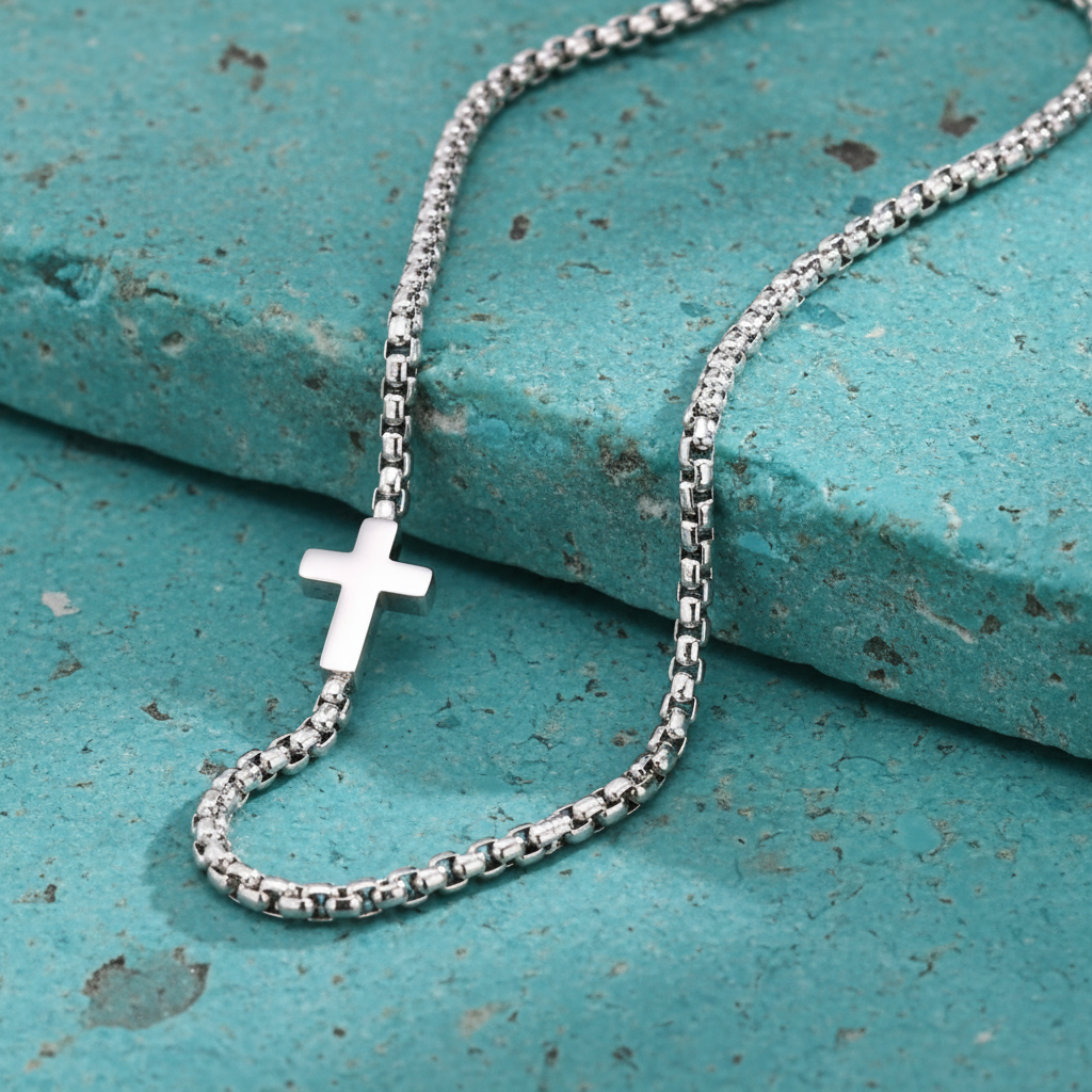 Sideways Cross Stainless Steel Necklaces for Men