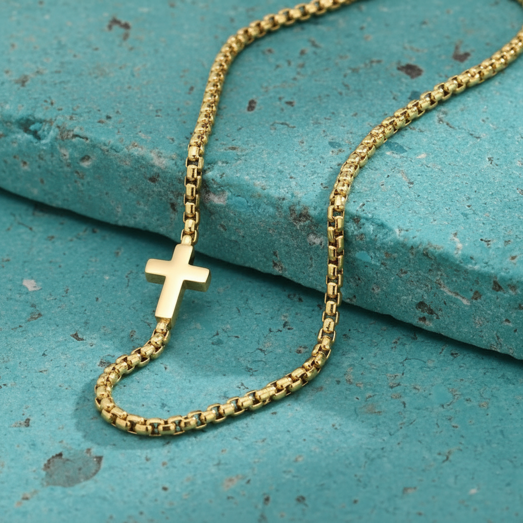 Sideways Cross Stainless Steel Necklaces for Men