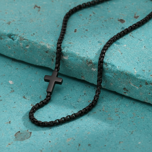 Sideways Cross Stainless Steel Necklaces for Men