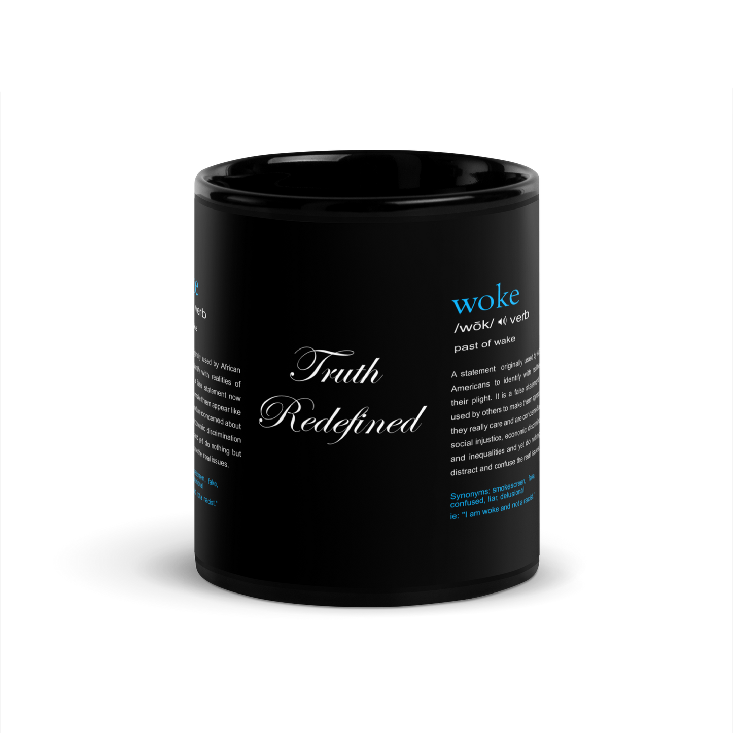 Truth Redefined - "Woke" Black Glossy Mug