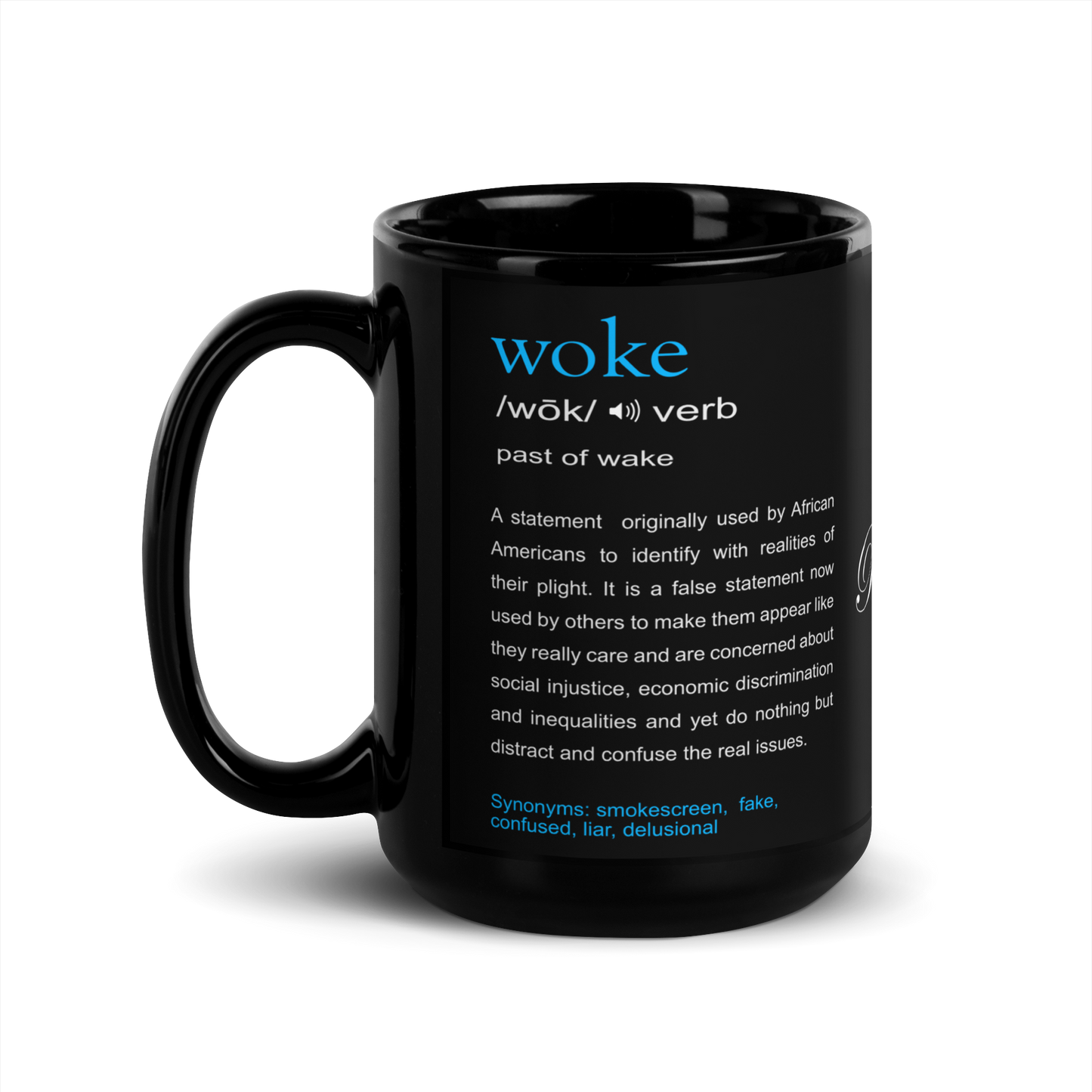 Truth Redefined - "Woke" Black Glossy Mug