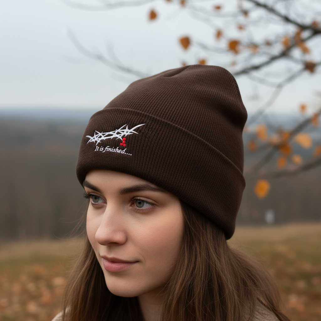 "It is Finished" King's Crown - Embroidered Cuffed Beanie