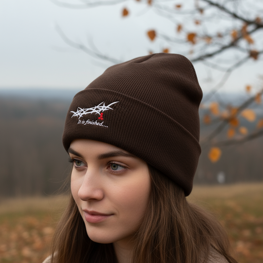 "It is Finished" King's Crown - Embroidered Cuffed Beanie