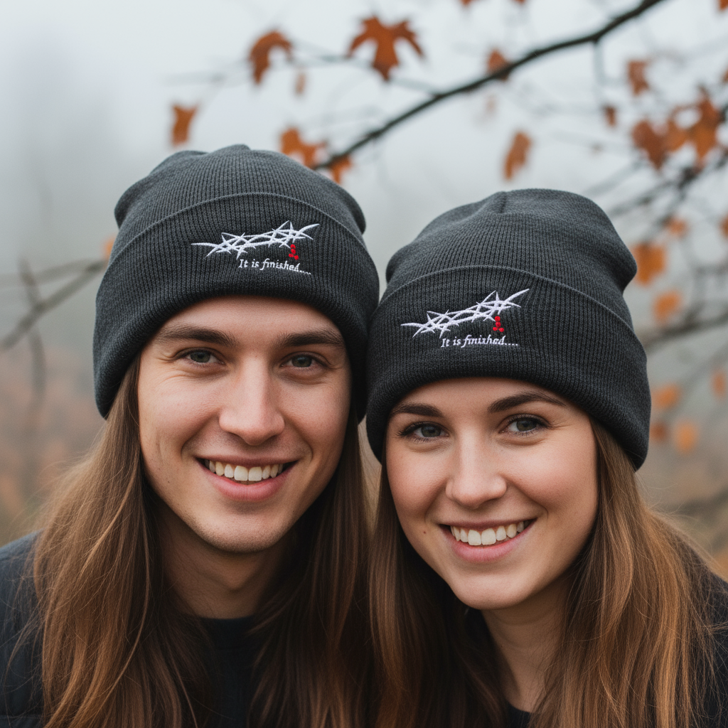 "It is Finished" King's Crown - Embroidered Cuffed Beanie