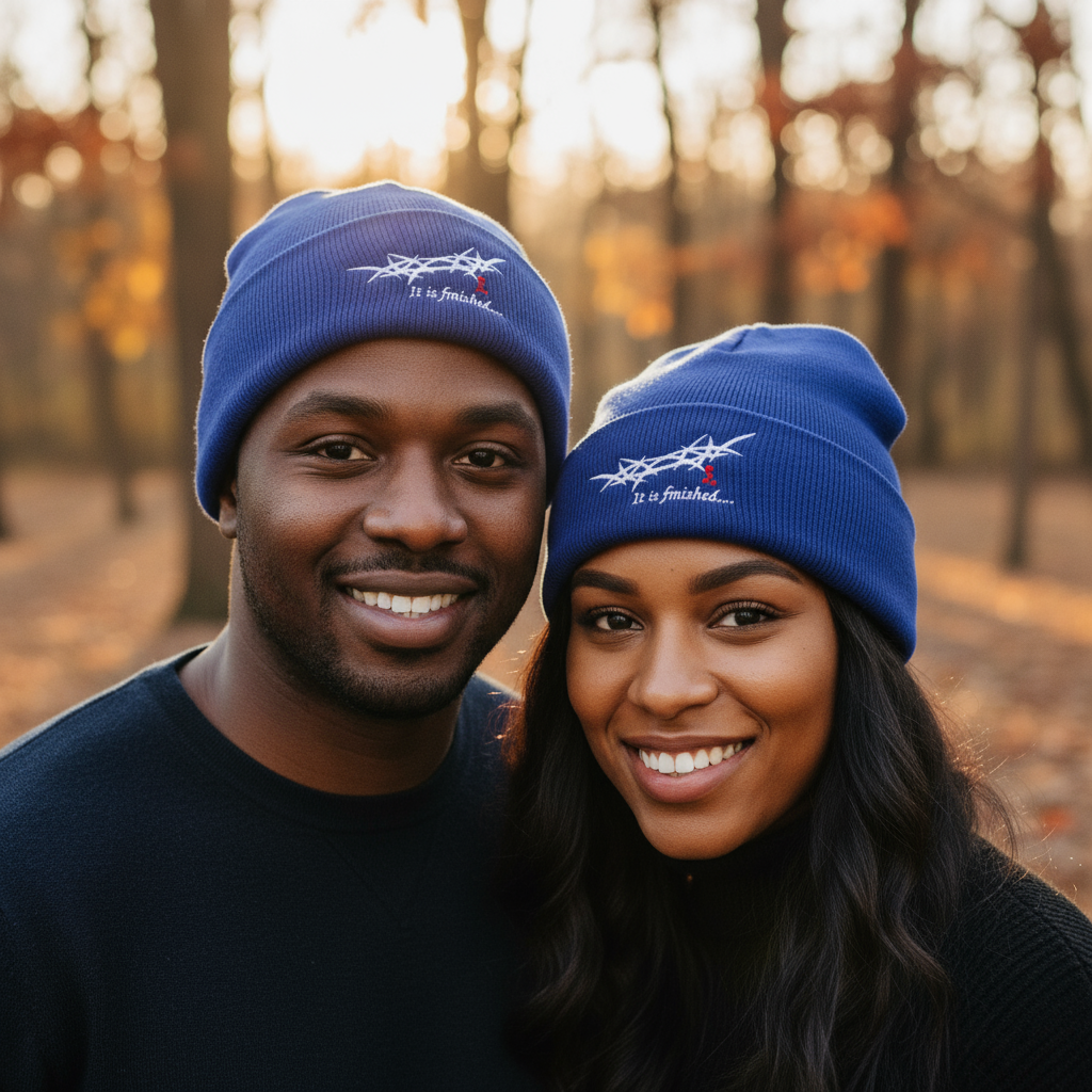 "It is Finished" King's Crown - Embroidered Cuffed Beanie