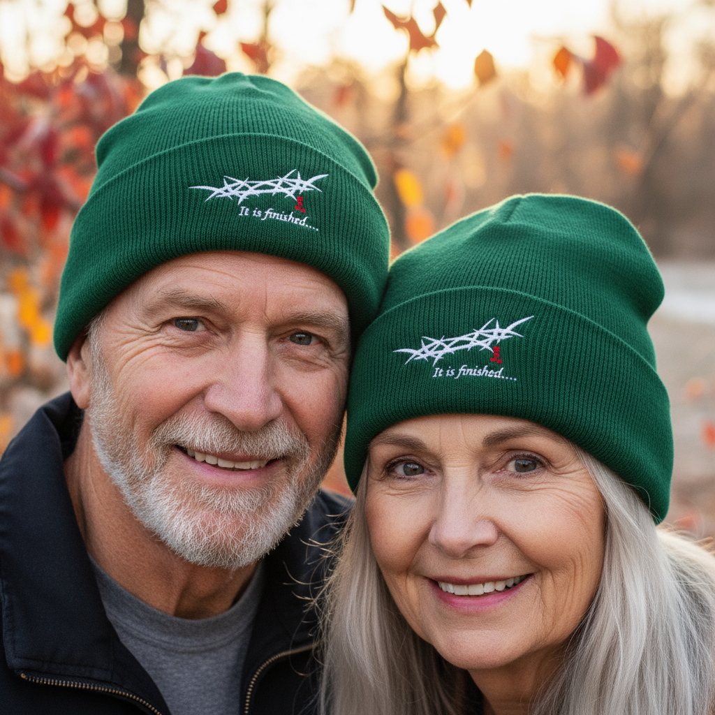 "It is Finished" King's Crown - Embroidered Cuffed Beanie