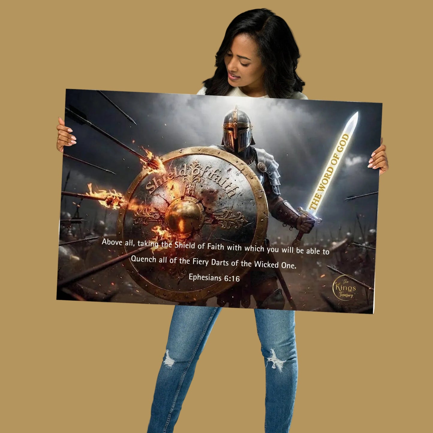 Woman holding an inspirational poster.