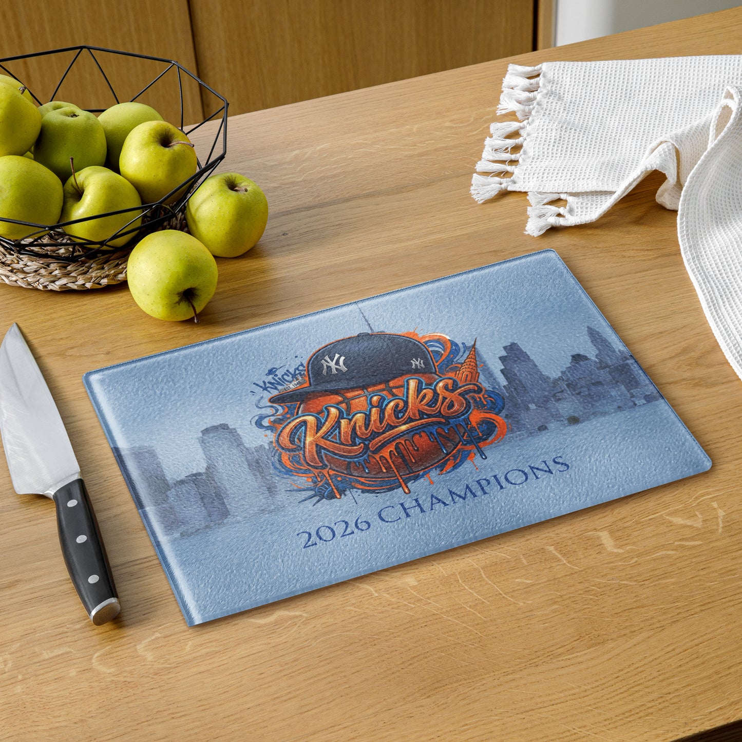 "Knicks" Glass Cutting Board