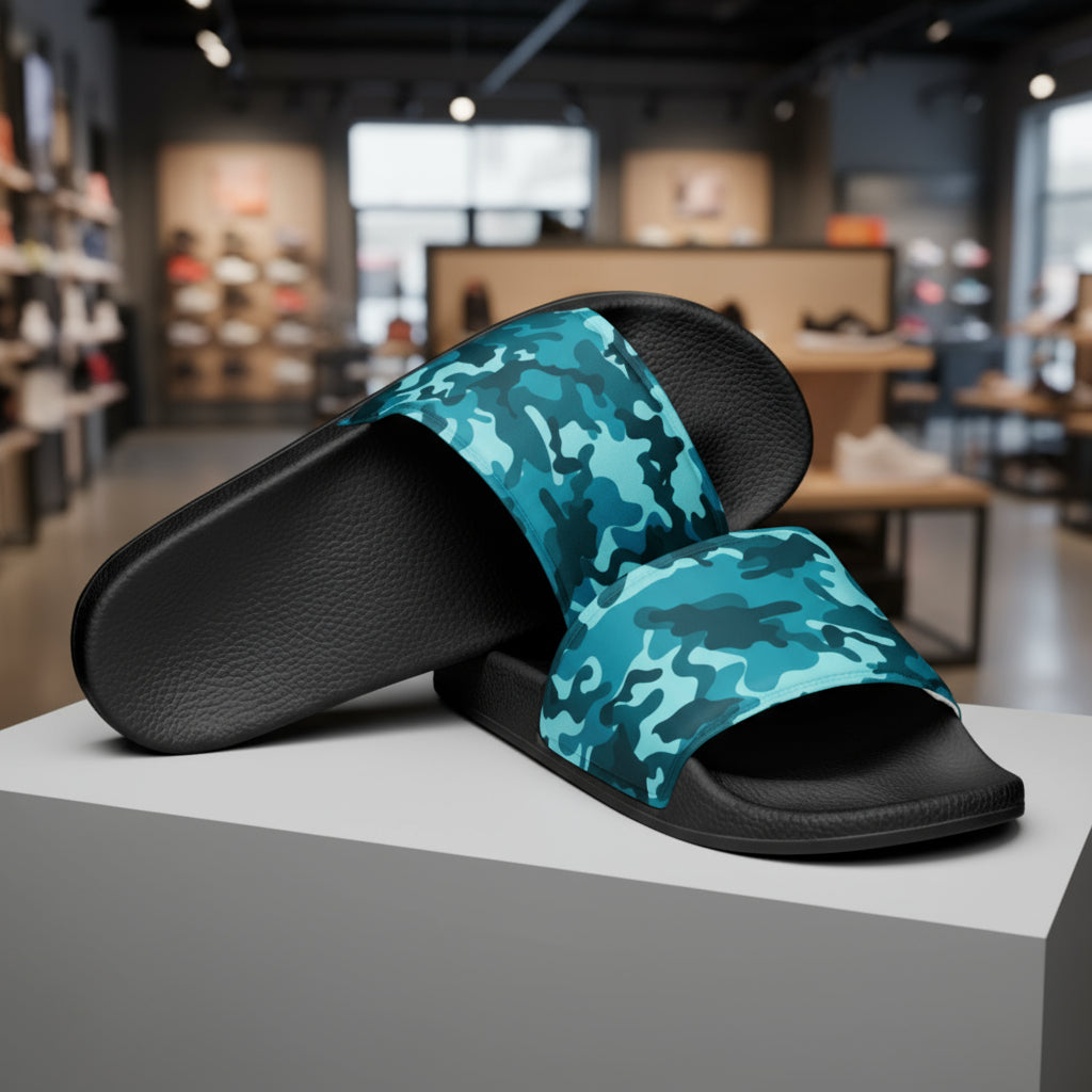 "Lifestyle" - All-Over Print Turquoise - Camo slides (Women)