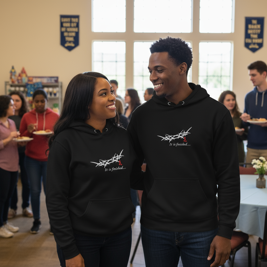 "It is Finished" King's Crown - Embroidered Unisex Hoodie