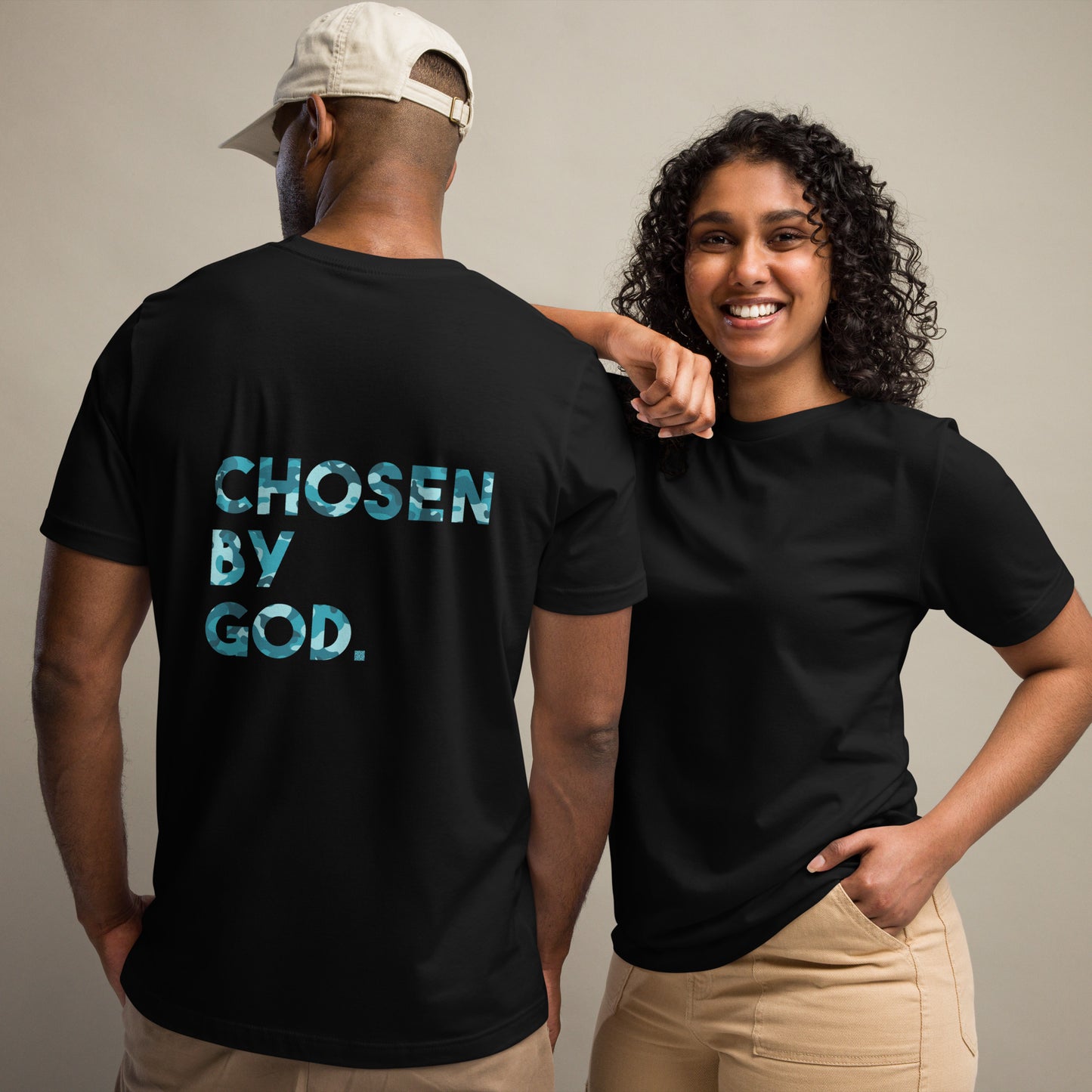 "Chosen by God-Back" - (Turq) Unisex Cotton T-Shirt