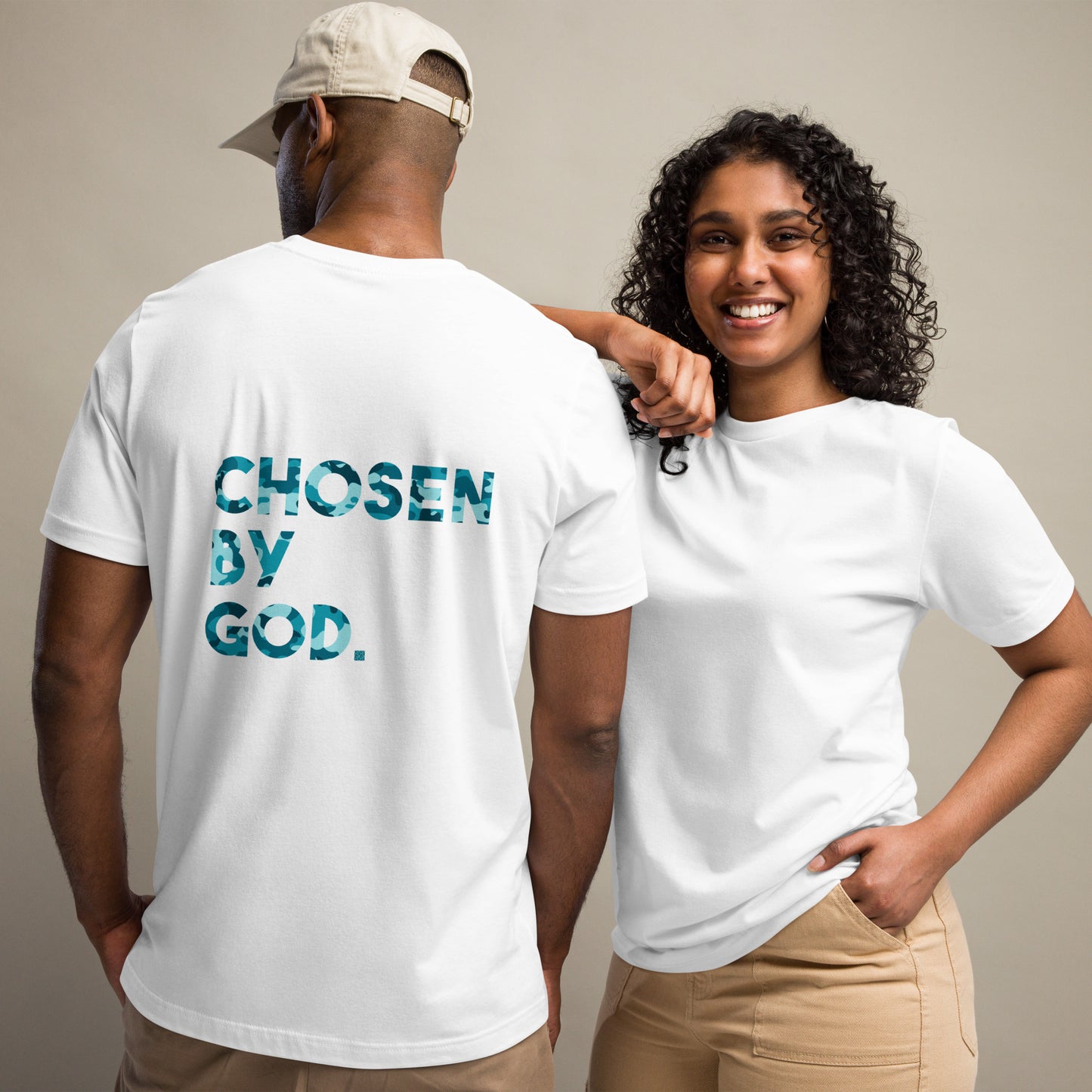 "Chosen by God-Back" - (Turq) Unisex Cotton T-Shirt