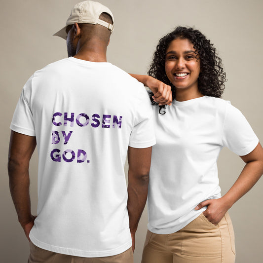 "Chosen by God-Back" - (Purple) Unisex  Cotton t-shirt
