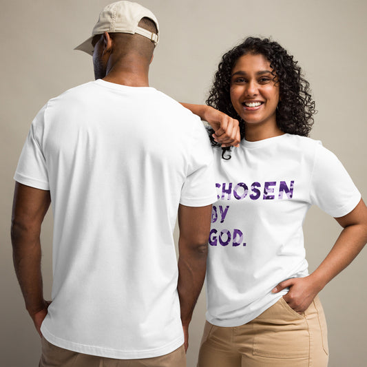 "Chosen by God-Front" - (Purple) Unisex Cotton T-shirt