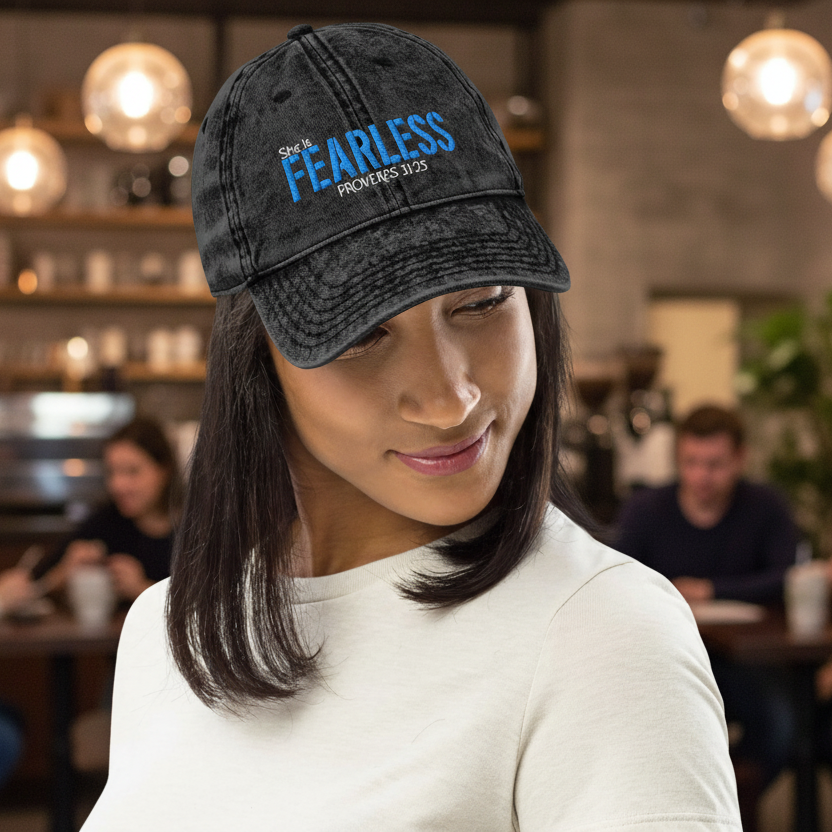 "She is Fearless" - Embroidered Vintage Cap